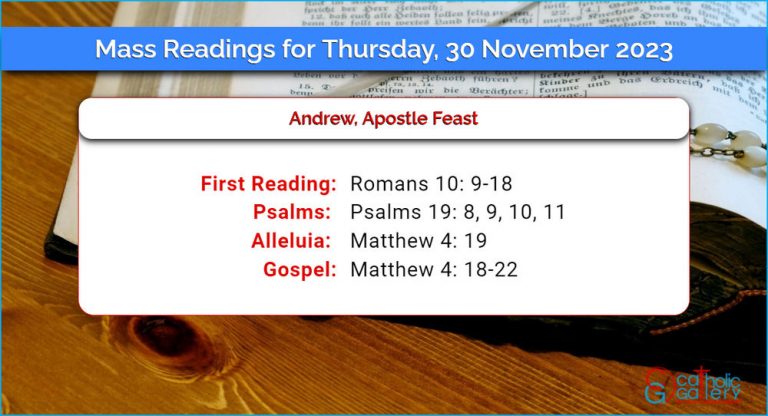 Daily Mass Readings for Thursday, 30 November 2023