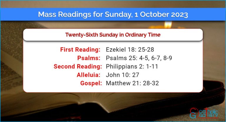 Daily Mass Readings for Sunday, 1 October 2023