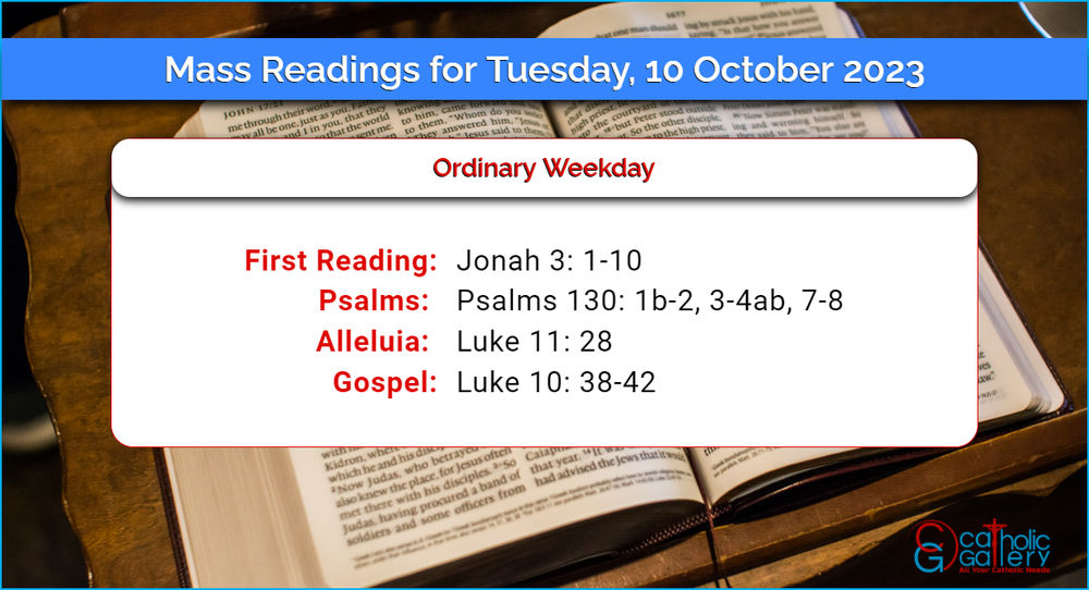 Daily Mass Readings for Tuesday, 10 October 2023 Catholic Gallery
