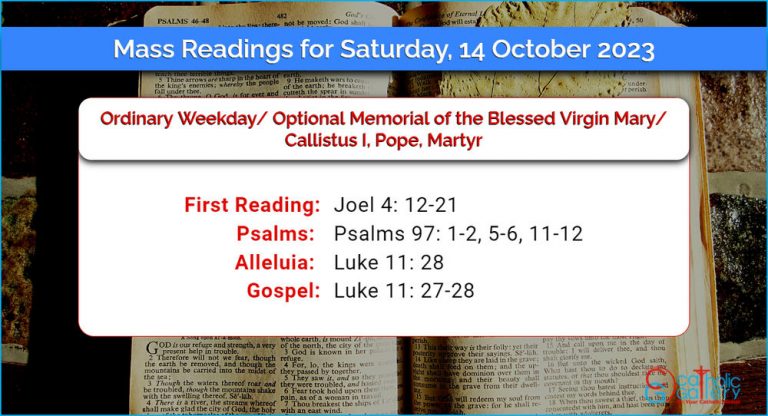 Daily Mass Readings for Saturday, 14 October 2023