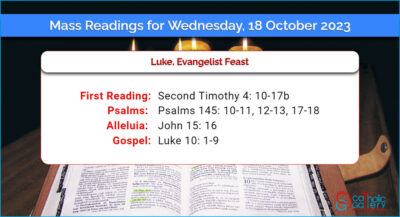 Daily Mass Readings for Wednesday, 18 October 2023
