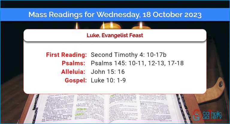 Daily Mass Readings for Wednesday, 18 October 2023