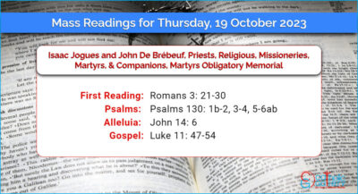 Daily Mass Readings for Thursday, 19 October 2023