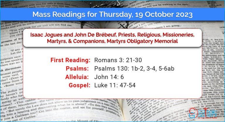 Daily Mass Readings for Thursday, 19 October 2023
