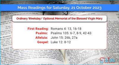 Daily Mass Readings for Saturday, 21 October 2023