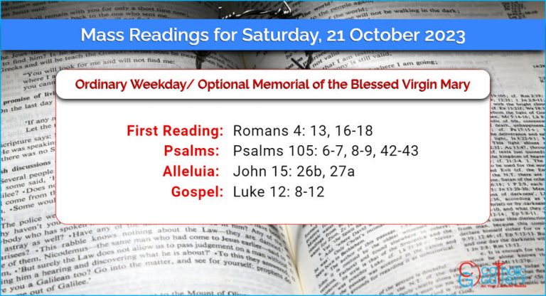 Daily Mass Readings for Saturday, 21 October 2023