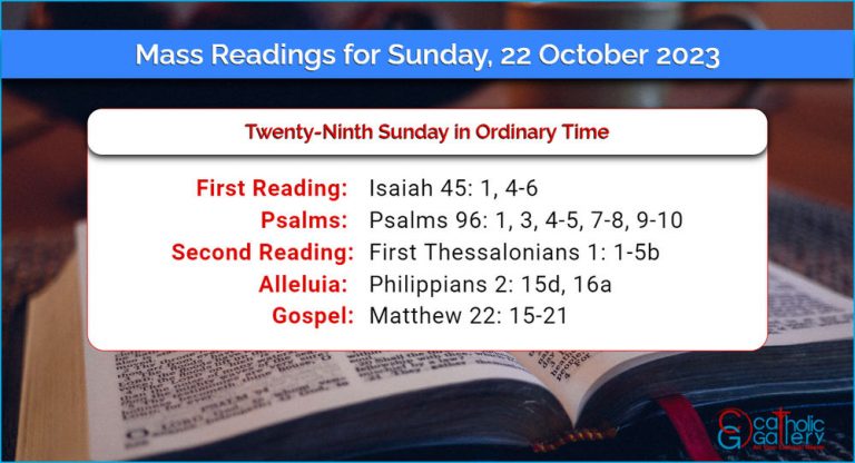 Daily Mass Readings for Sunday, 22 October 2023