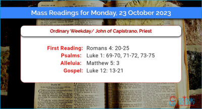 Daily Mass Readings for Monday, 23 October 2023