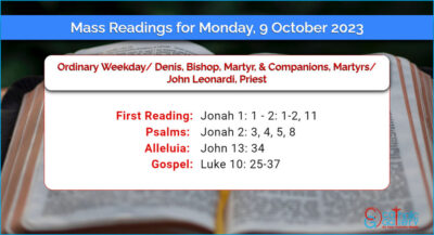 Daily Mass Readings for Monday, 9 October 2023