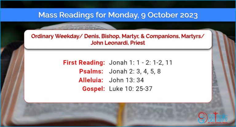 Daily Mass Readings for Monday, 9 October 2023