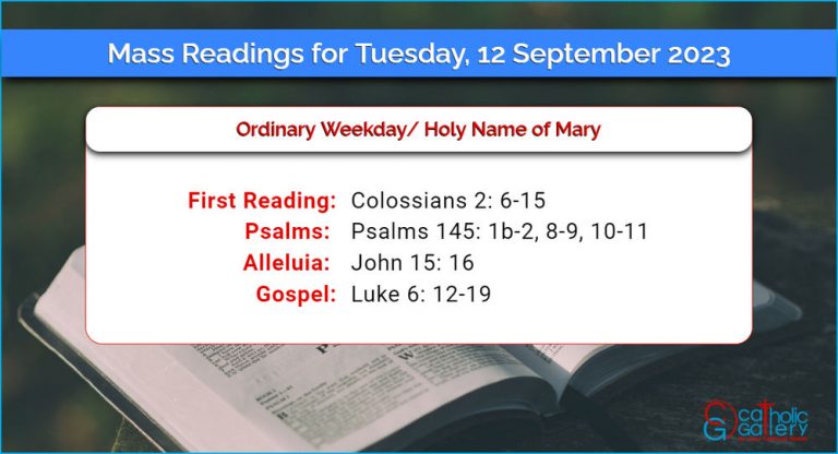 Daily Mass Readings for Tuesday, 12 September 2023