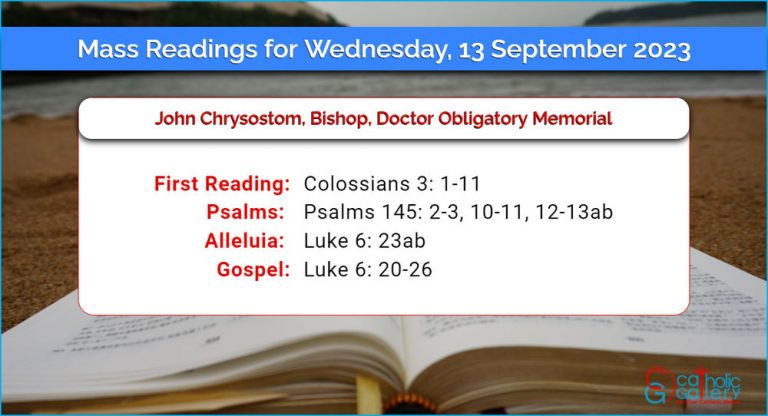 Daily Mass Readings for Wednesday, 13 September 2023