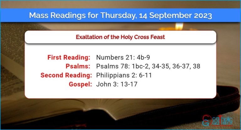 Daily Mass Readings for Thursday, 14 September 2023