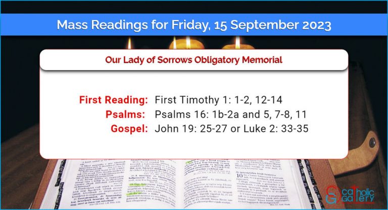 Daily Mass Readings for Friday, 15 September 2023