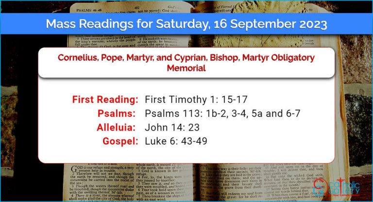 Daily Mass Readings for Saturday, 16 September 2023