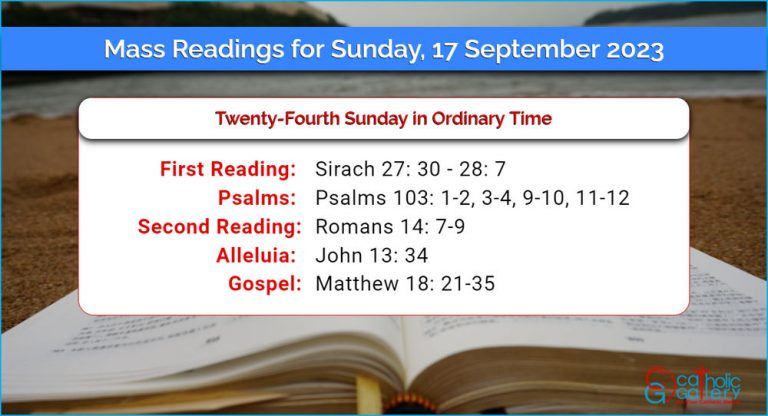 Daily Mass Readings for Sunday, 17 September 2023