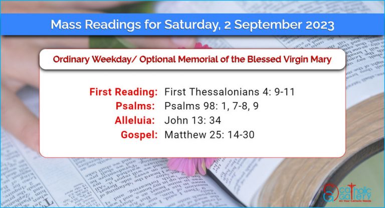 Daily Mass Readings for Saturday, 2 September 2023