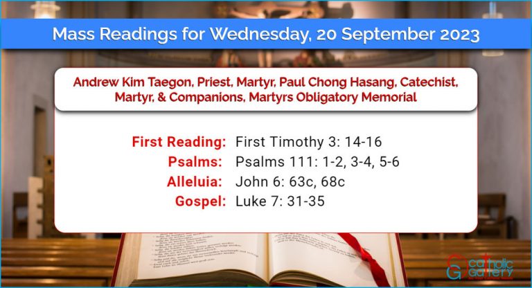 Daily Mass Readings for Wednesday, 20 September 2023