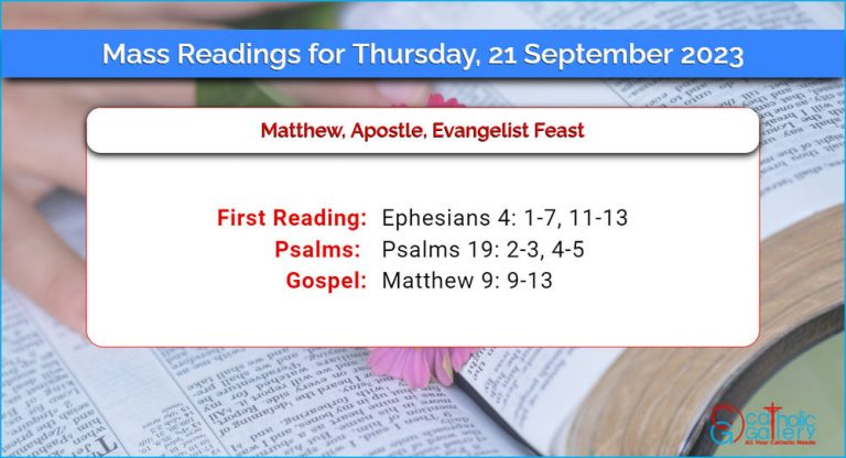 Daily Mass Readings for Thursday, 21 September 2023