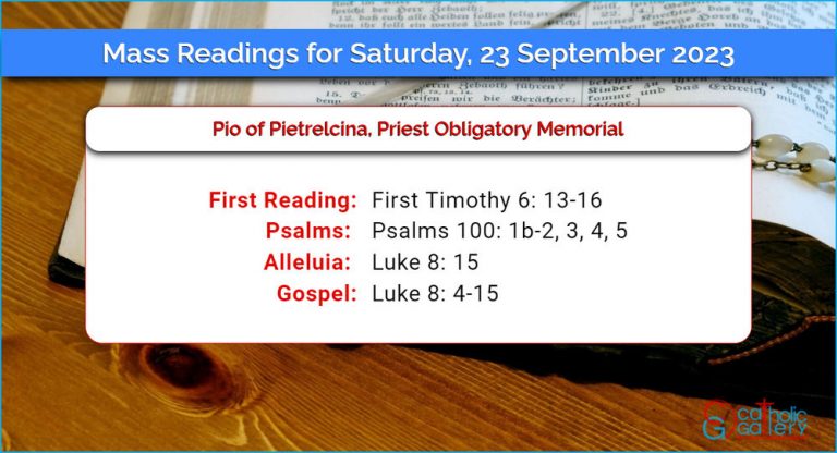 Daily Mass Readings for Saturday, 23 September 2023