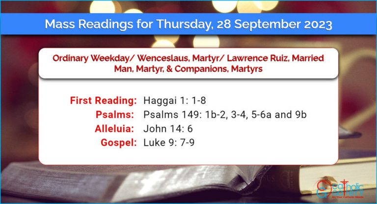 Daily Mass Readings for Thursday, 28 September 2023
