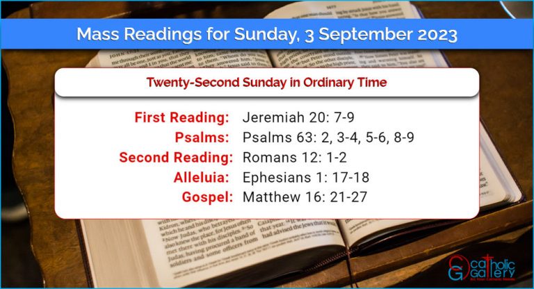 Daily Mass Readings for Sunday, 3 September 2023