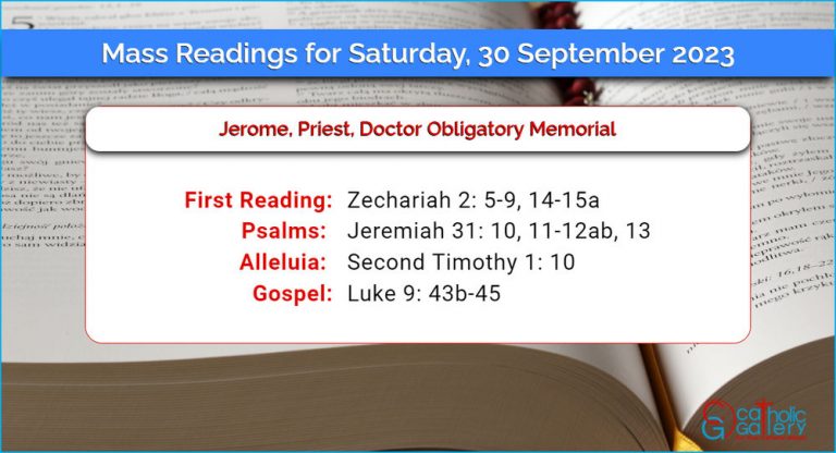 Daily Mass Readings for Saturday, 30 September 2023