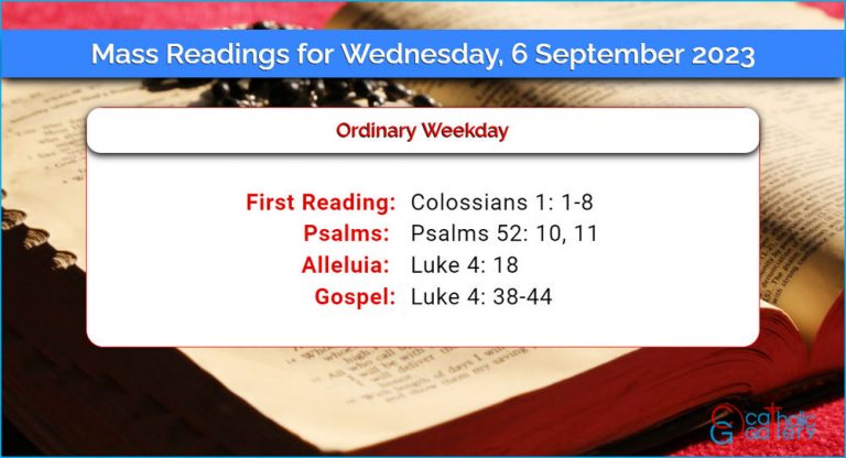 Daily Mass Readings for Wednesday, 6 September 2023