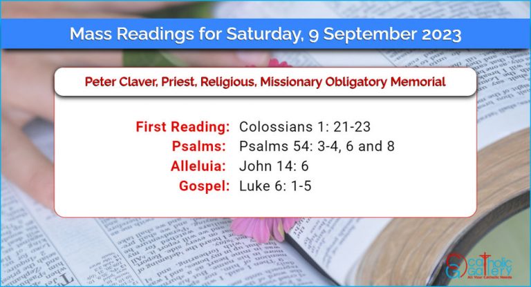 Daily Mass Readings for Saturday, 9 September 2023