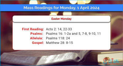 Daily Mass Readings for Monday, 1 April 2024