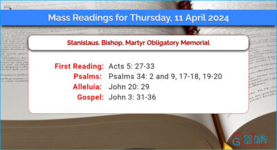 Daily Mass Readings for Thursday, 11 April 2024