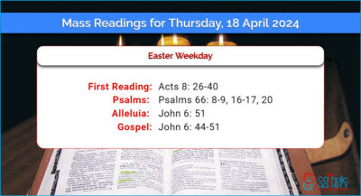 Daily Mass Readings for Thursday, 18 April 2024