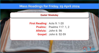 Daily Mass Readings for Friday, 19 April 2024
