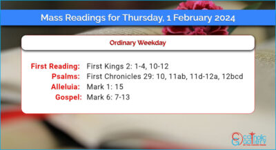 Daily Mass Readings for Thursday, 1 February 2024