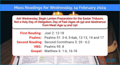 Daily Mass Readings for Wednesday, 14 February 2024