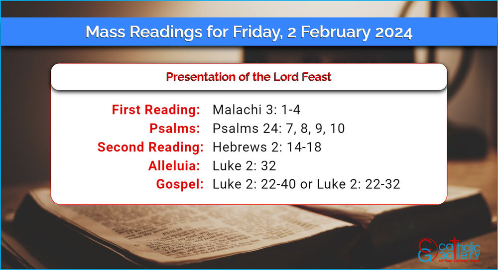 Daily Mass Readings for Friday, 2 February 2024 Catholic Gallery