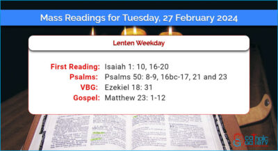 Daily Mass Readings for Tuesday, 27 February 2024