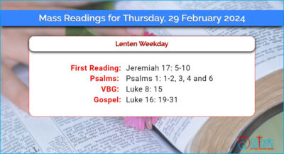 Daily Mass Readings for Thursday, 29 February 2024