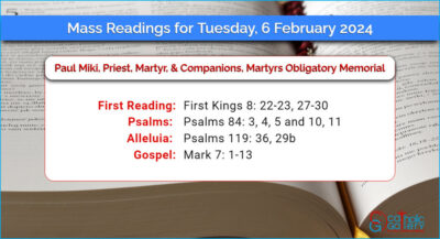 Daily Mass Readings for Tuesday, 6 February 2024