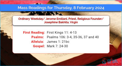 Daily Mass Readings for Thursday, 8 February 2024