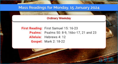 Daily Mass Readings for Monday, 15 January 2024
