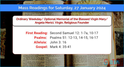 Daily Mass Readings for Saturday, 27 January 2024