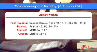 Daily Mass Readings for Tuesday, 30 January 2024