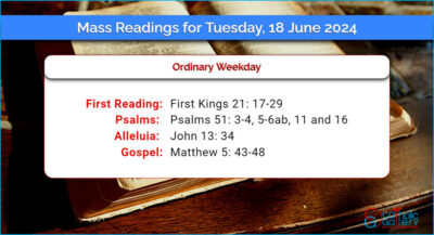 Daily Mass Readings for Tuesday, 18 June 2024