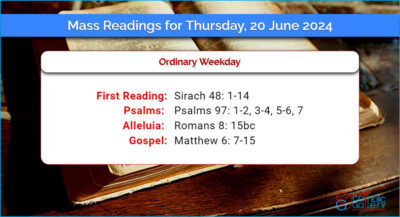 Daily Mass Readings for Thursday, 20 June 2024