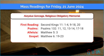Daily Mass Readings for Friday, 21 June 2024