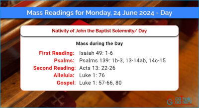 Daily Mass Readings for Monday, 24 June 2024 – Day