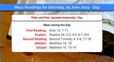 Daily Mass Readings for Saturday, 29 June 2024 – Day