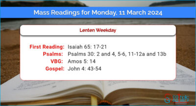 Daily Mass Readings for Monday, 11 March 2024