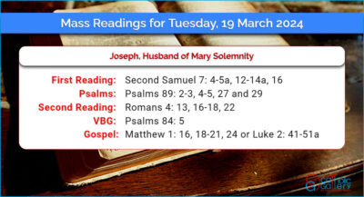 Daily Mass Readings for Tuesday, 19 March 2024